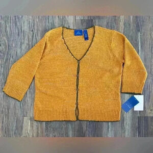 J.H. Collectibles Knit Cardigan Sweater Women’s Lg Orange Green 3/4 Sleeve NWT